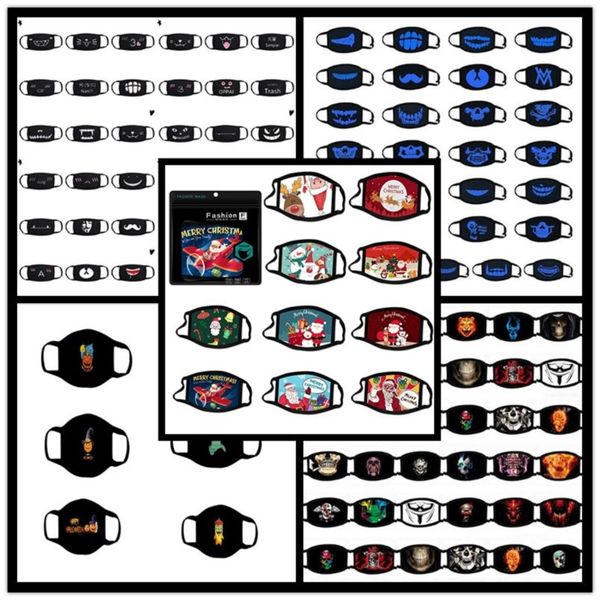 

2020 christmas halloween face mask cloth anti-dust mask funny cotton usa woman men fashion winter warm washable party lumious mask