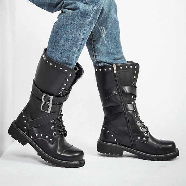 

2020 new boots \n mens boot model xxxxxl leather boots mens thigh boot riding boots mens model, Black