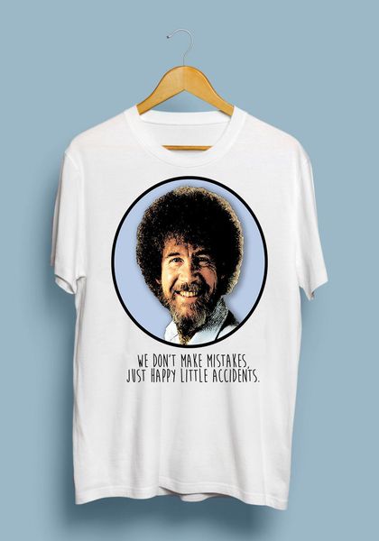 

bob ross 'happy little accidents' funny quote t shirt cool casual pride t shirt men new fashion tshirt loose size top