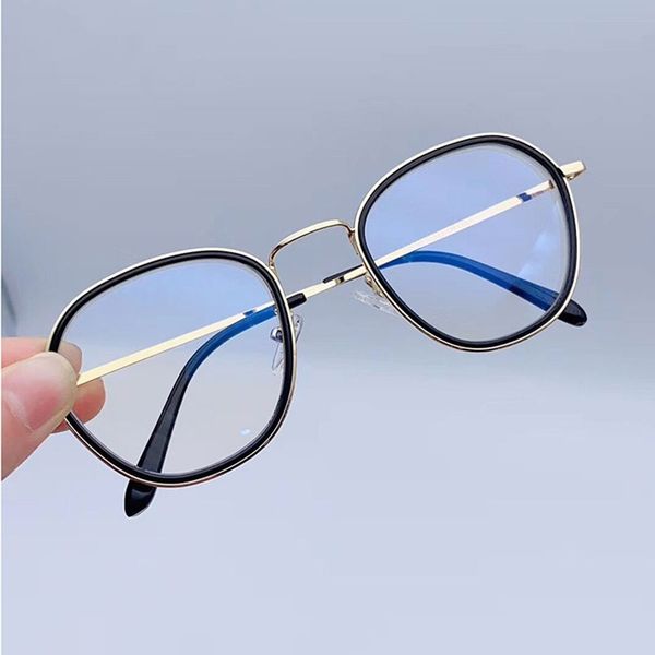 

classic fashion women anti-blue light eyeglasses round metal glasses vintage men computer myopia eye glasses optics new, Black