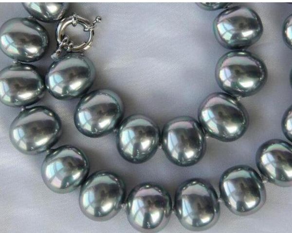 

chains beautiful wholesale jewelry stunning big 19mm baroque gray south sea shell pearl necklac, Silver