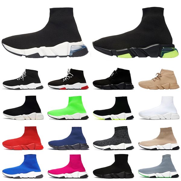 

2020 speed trainer men women sock shoes fashion sneakers triple black white beige clearsole yellow fluo jogging walking casual sports shoe