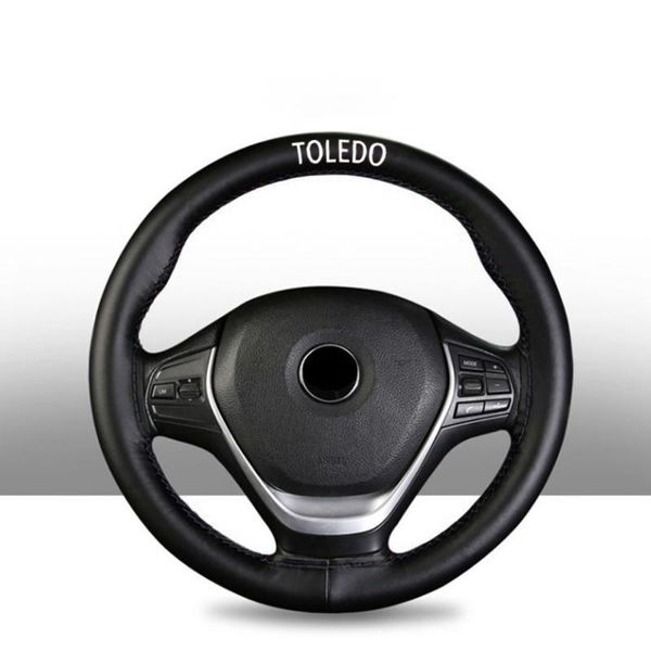 

38 cm genuine leather steering wheel cover for seat toledo car interior accessories