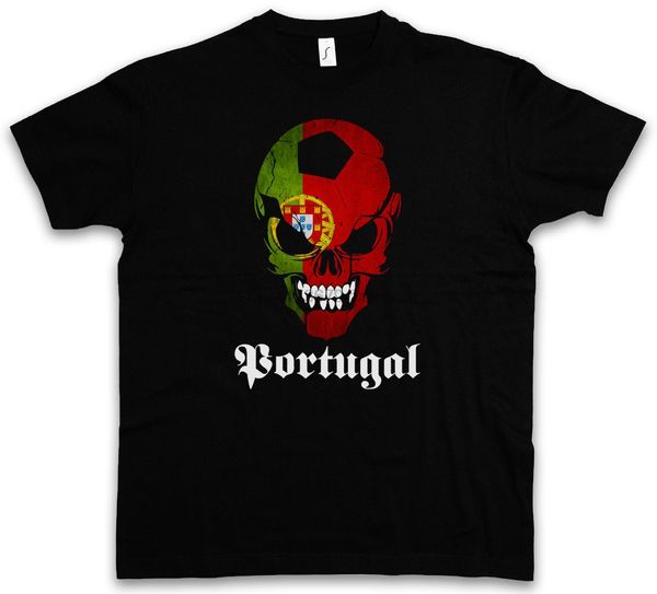 

classic footballs socc portugal skull flag t-shirt - fan hooligan banner