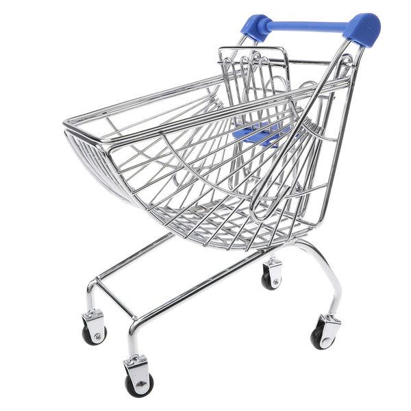 

mini metal shopping cart salesman sample kids pretend play toy - dark blue