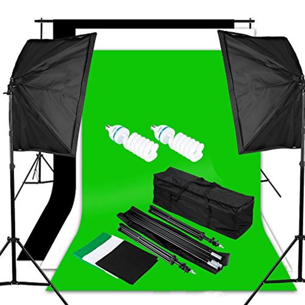 

студия непрерывное освещение kit softbox kit фона набор softbox фонов (черный белый зеленый) справочная информация поддержка портативная сум