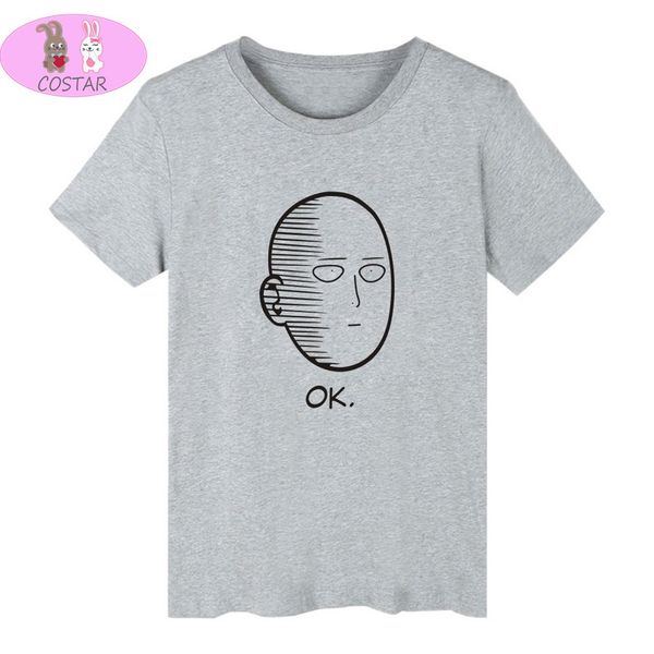 

costar 2020 anime one punch-man saitama t-shirt 3d printed 'ok' cotton tees, White;black