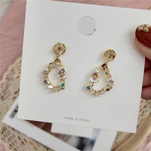 

dangle & chandelier mengjiqiao japan korean elegant shell flower star drop earrings for women shiny crystal fashion pearl pendientes jewelry, Silver