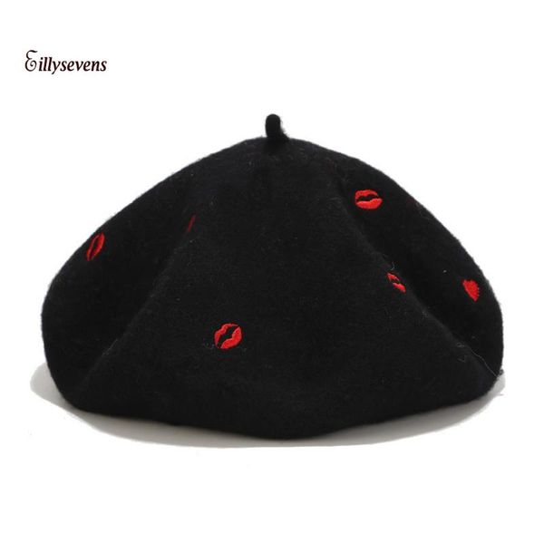 

fashion women's berets love pattern caps embroidery lovely vintage painter hat beret hat boinas para mujer, Blue;gray