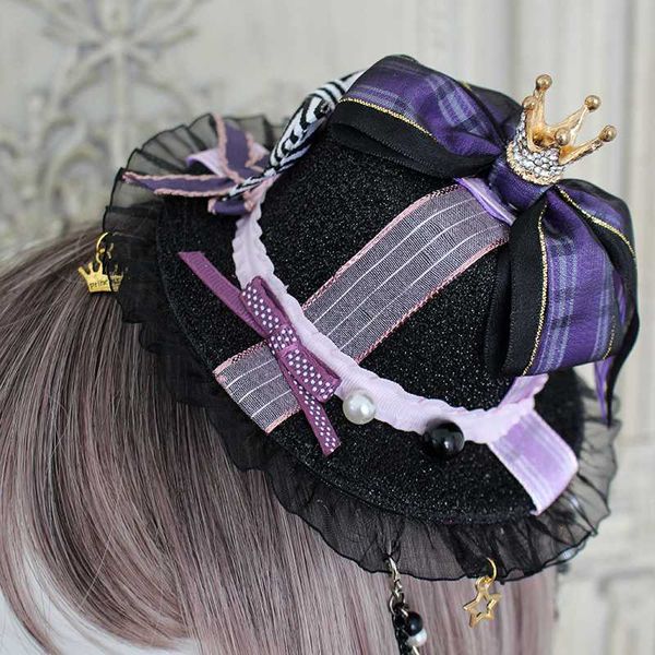

little demon ~ sweet lolita accessories mini hat bowtie by alice girl ~ pre-order, Blue;gray