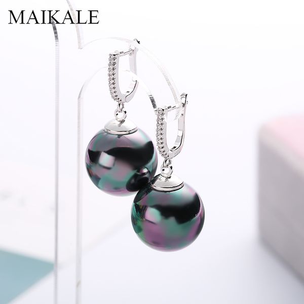 

dangle & chandelier maikale ball big drop earrings pearl gold silver color cubic zirconia for women party fashion jewelry