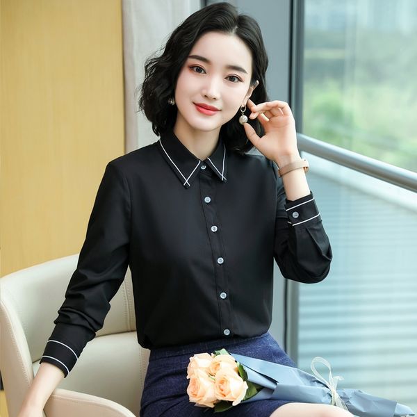 

ladies office spring autumn long sleeve blouses shirts formal styles women business work wear blouse female clothes, White