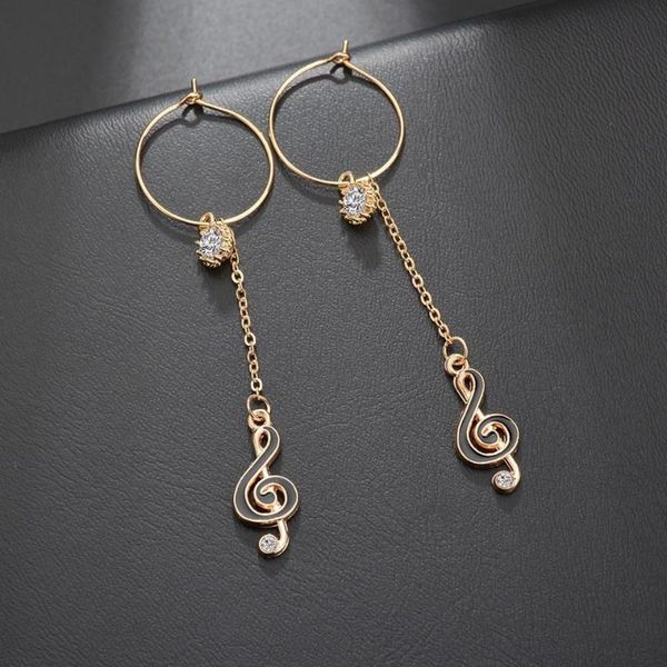 

dangle & chandelier women musical note with rhinestone drop earrings trendy jewelry female long handmade earring gifts for, Silver