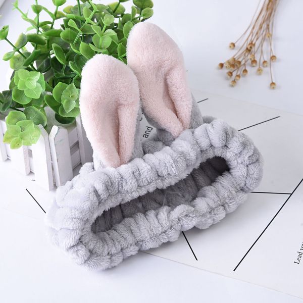 

rabbit ears headbands for women bowknot hairbands elastic headwraps cute hairlace bow hair band for makeup face wash spa yoga shower, Silver