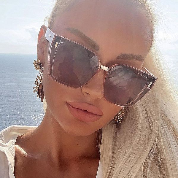 

sunglasses polarized square women's vintage oversized gradient sun glasses female brown cat eye eyewear big frame, White;black