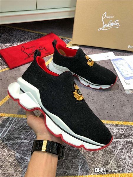 

spike-sock red bottoms sneakers men s ms luxury rivet casual shoes speed coach designer luxury trainer flat sneakers size 35-46, Black