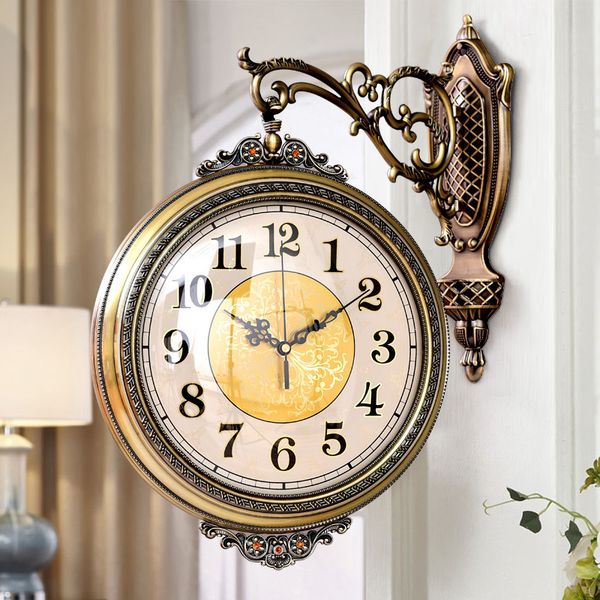 

large vintage silent wall clock decor antique double sided european garden clock living room relogio parede home decor clocks