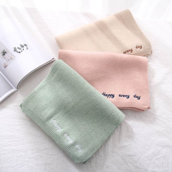 

осень зима новый solid color long letter шарф мужчины женщины двусторонний имитация кашемира шерсть теплый all-матч комфортное c05, Blue;gray