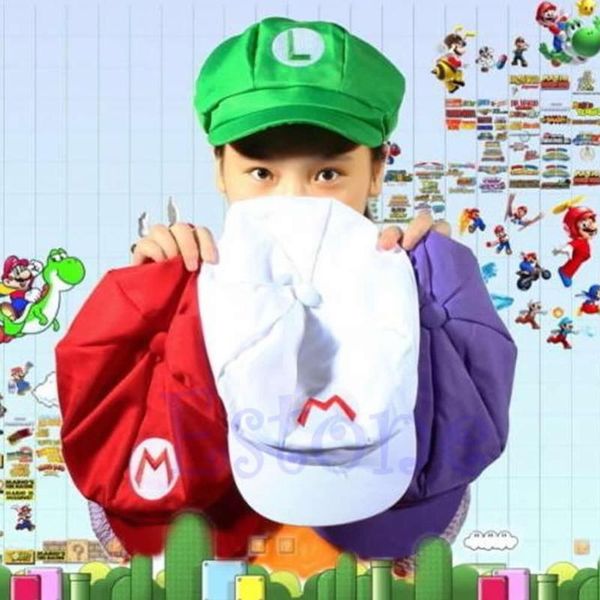 

new fashion luigi super mario bros size cosplay baseball costume hat cap f05, Blue;gray