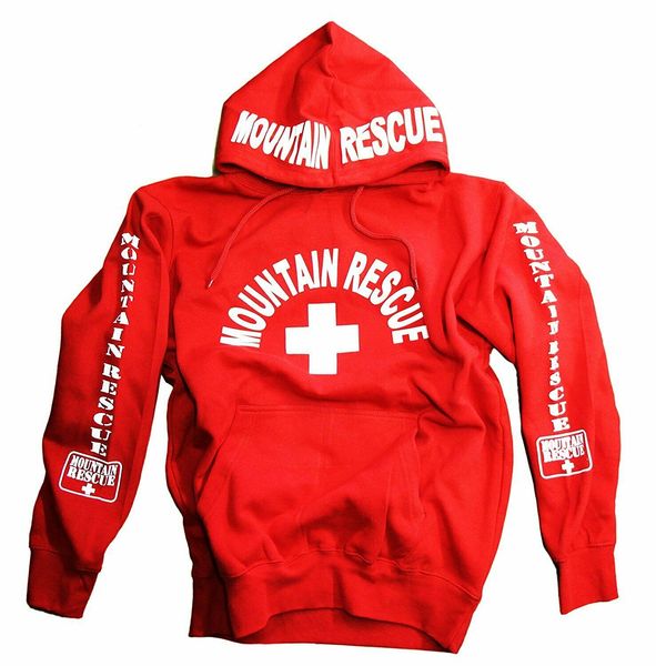 

new winter mountain rescue hoodie sweatshirt red men's lifeguard guard skiing shirt cotton fleece sweatshirt sudadera hombre
