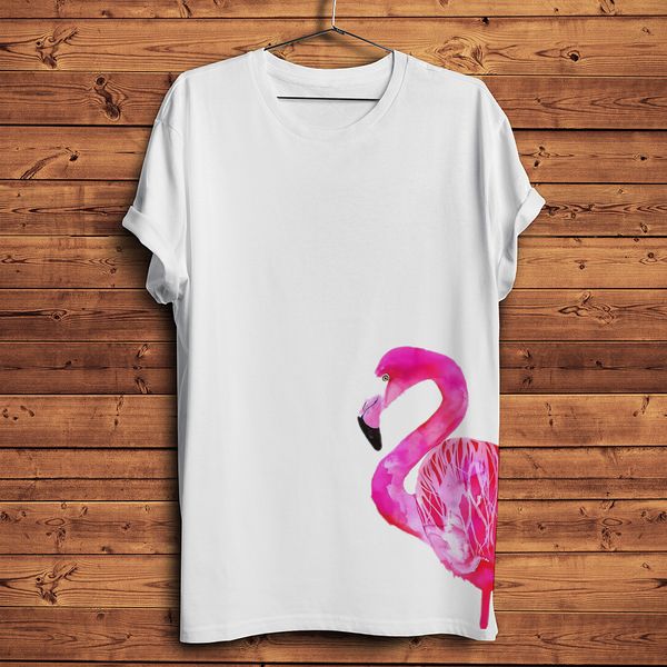 

watercolor flamingo funny tshirt men summer new white short sleeve casual o-neck homme t shirt streetwear tee