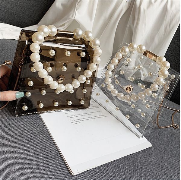 

женщины пвх очистить цепи сумка tote transparent ремне сумки кошелек