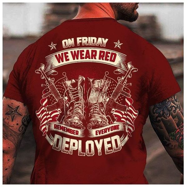 

on friday we wear red remember everyone deployed t-shirt