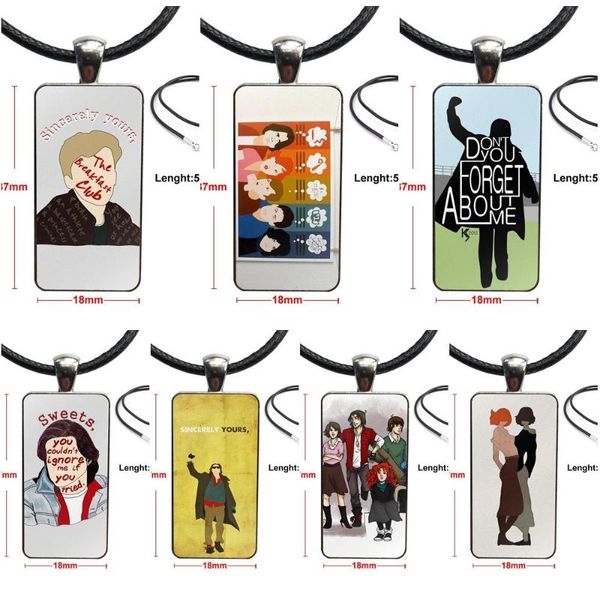 

for men women the breakfast club art print by djayk fashion glass cabochon pendant rectangle necklace choker necklace jewelry, Silver