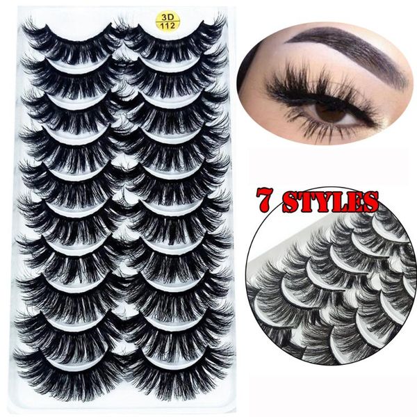 

10 pairs/set 3d mink hair false eyelashes thick wispies natural mink eyelashes extension messy handmade cruelty-free
