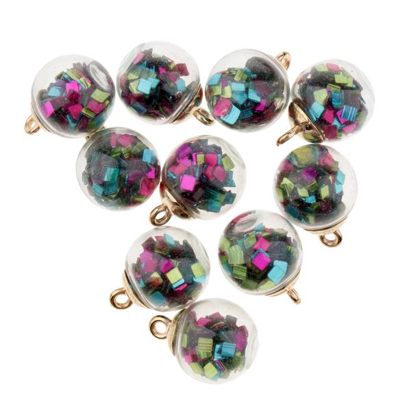 

10pcs glasses ball pendant with shiny rhinestone flash craft accessory, Silver