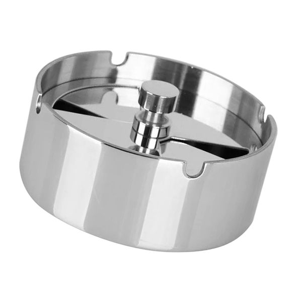

1pc stainless steel windproof ashtray with lid bar pub cigar ash storage