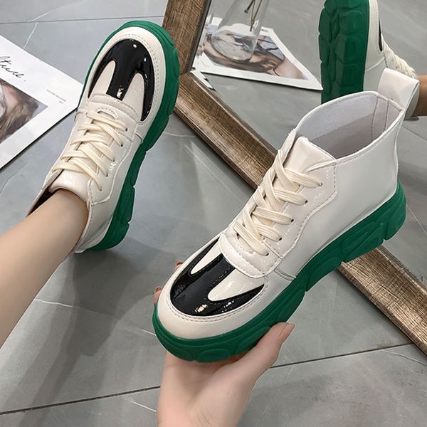 

women's rubber boots shoes lace up flat heel booties ladies luxury designer round toe boots-women rain med fashion ankle rock, Black