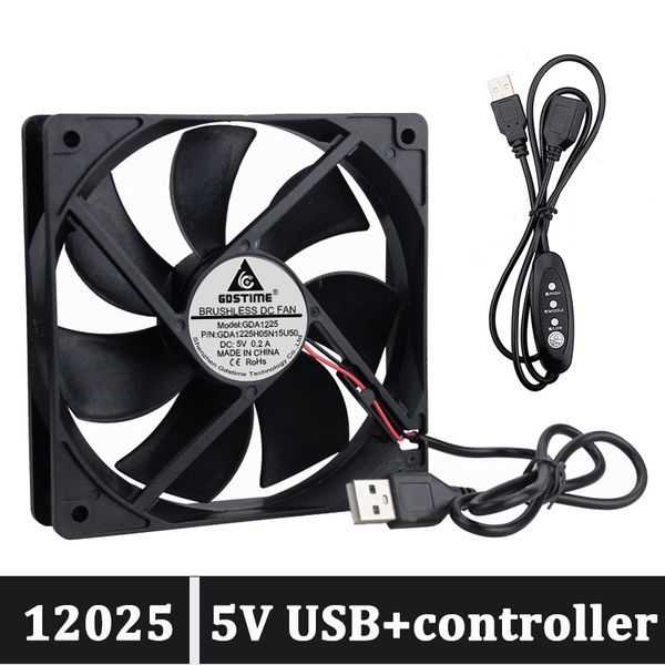 

fans & coolings gdstime dc 5v 120mm computer cooling fan deskpc with cover brushless 120mmx120mmx25mm usb speed controller