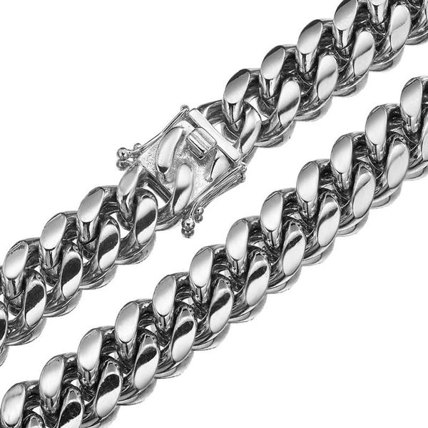 

heavy huge 16mm stainless steel miami cuban chain luxury hip hop men curb link necklace or bracelet with dragon clasp, Silver