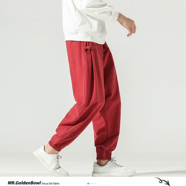 

mrgoldenbowl solid color men harem pants cotton linen man casual loose trousers 2020 japanese solid color men joggers plus size, Black