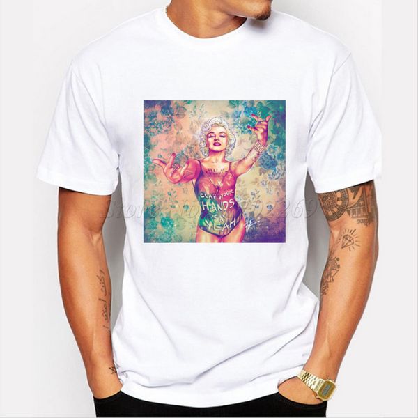 

asian size new fashion marilyn monroe art printed men t shirts short sleeve casual male hipster funny cool tee shirts