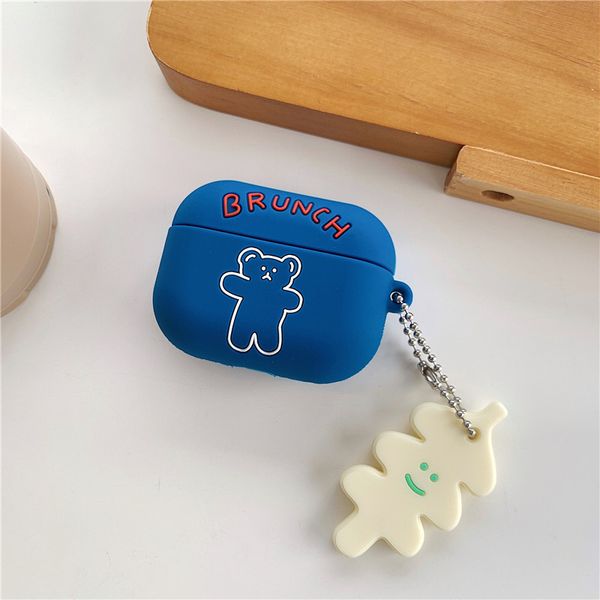 

fashion airpods1 / 2 case cute airpods bear protector airpods pro case bluetooth headset silicone soft shell anti-fall cover