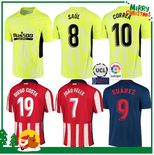 

men + kids kit 20 21 atletico soccer jerseys 2020 2021 suarez joao felix saul morata madrid shirt diego costa football shirt, Black;yellow