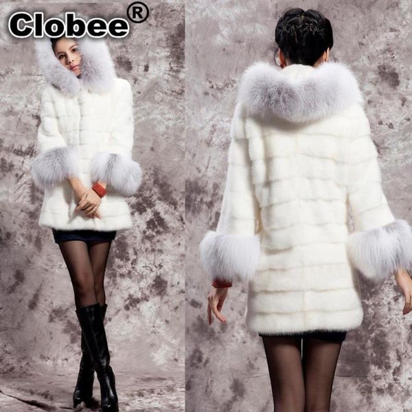 

women's fur & faux 2021 s - 4xl women furry winter hooded fake coats plus size vintage artificial white coat with hood overcoat, Black