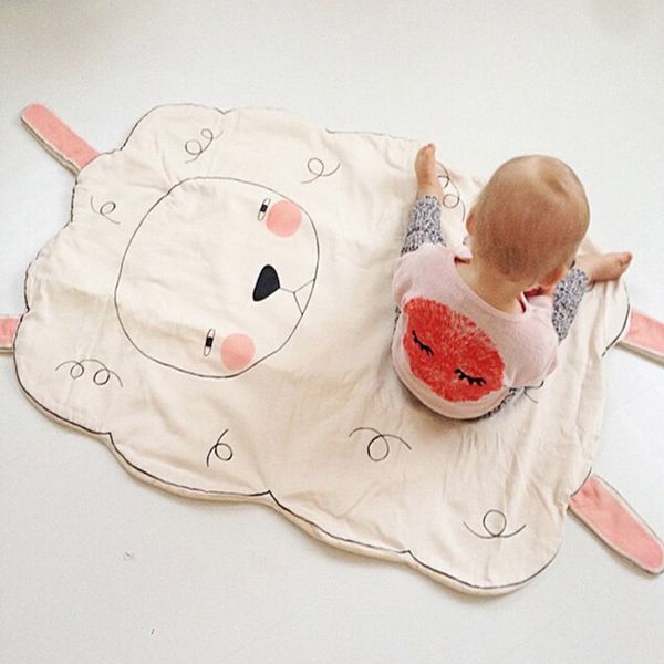 

100*74cm new arrival fashion baby blanket game mat, cotton cute sheep baby blanket suitable for kids room decor christmas gift
