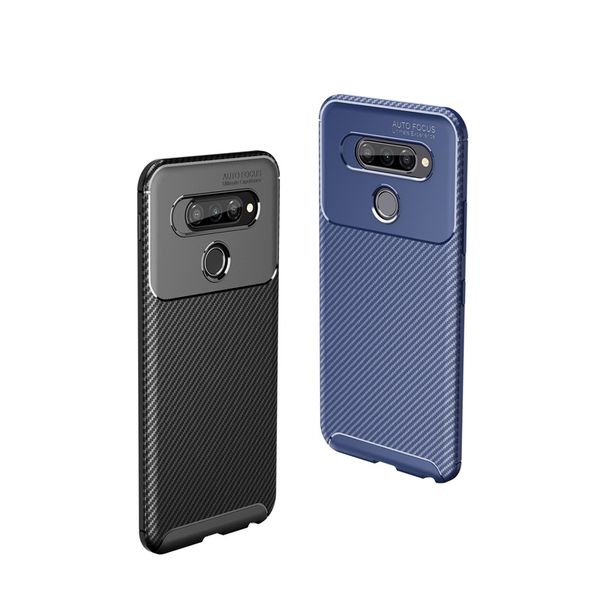 

luxury anti-fall tpu carbon fiber phone back cover frosted concise smart phone protective case for lg q70