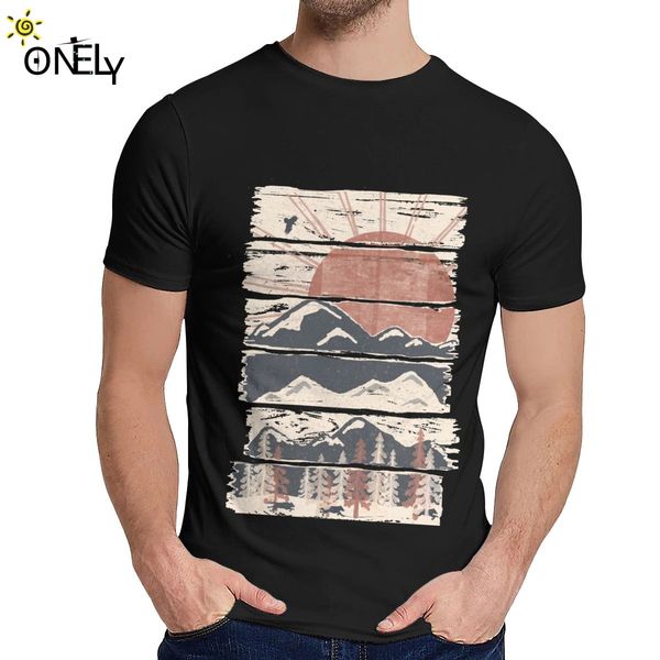 

anime winter pursuits landscape plan black classical scenery mountain rivers t-shirt for soft pure cotton