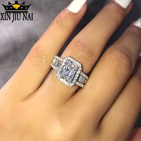 

european and american boutique ring inlaid zircon engagement wedding ring ladies party party jewelry, Slivery;golden
