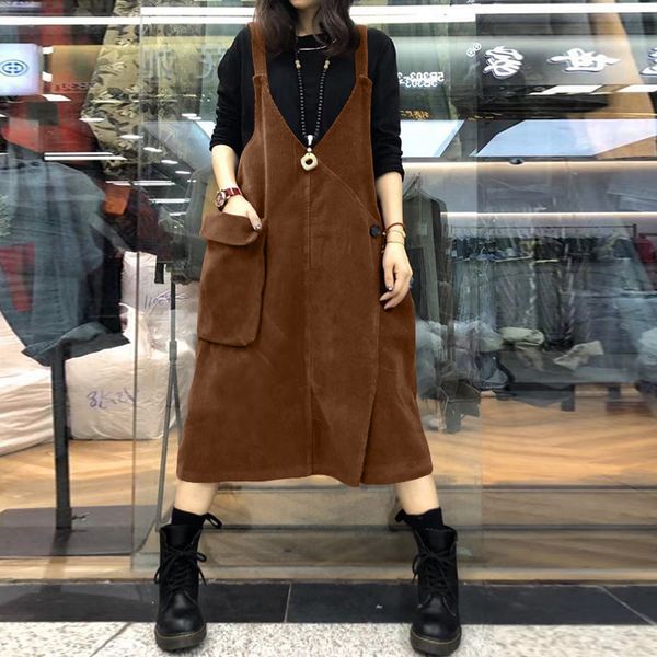 

casual dresses summer party suspender dress zanzea fashion sleeveless vestidos women solid corduroy overalls sundress female sarafans, Black;gray