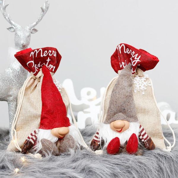

christmas decorations 2021 santa claus bag drawstring gift party supplies decoration doll