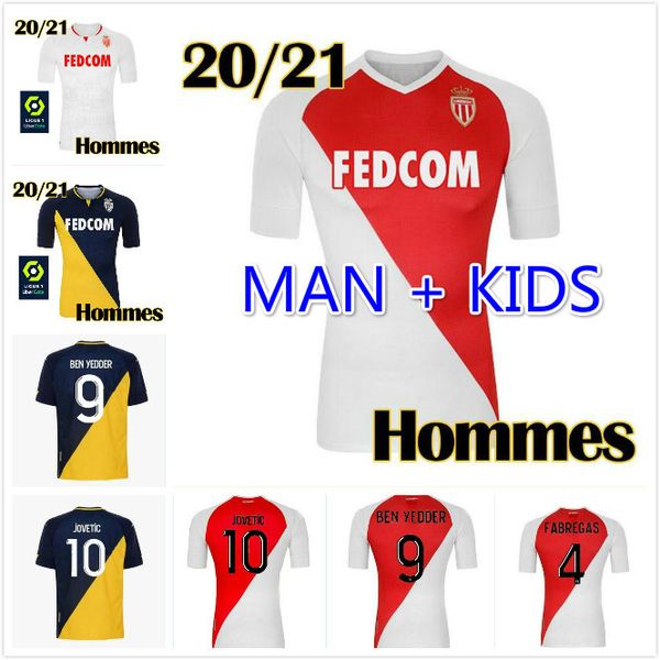 

maillots de foot 20-21 as monaco home away soccer jerseys keita balde ben yedder gelson 2020 2021 fabreags golovin men football shirt, Black;yellow