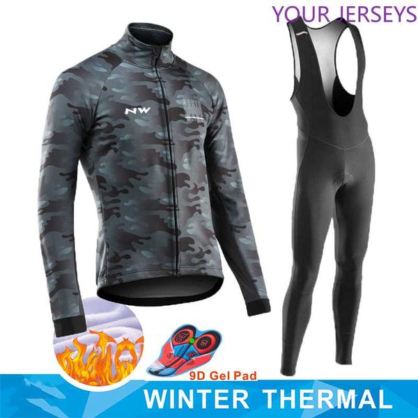 

nw cycling jersey 9d bib suit mountain bike uniform bicycle clothing men winter warm wool bike clothing riding suit team set, Black;blue