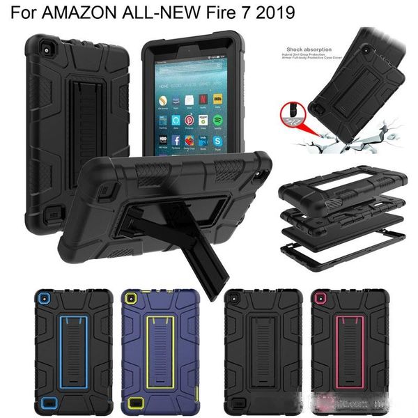 

hybrid 3 in 1 robot heavy duty shockproof silicone tpu hard pc cover stand case for amazon kindle fire 7 2019 2017 fire7 hd 8 hd8 2015 2016