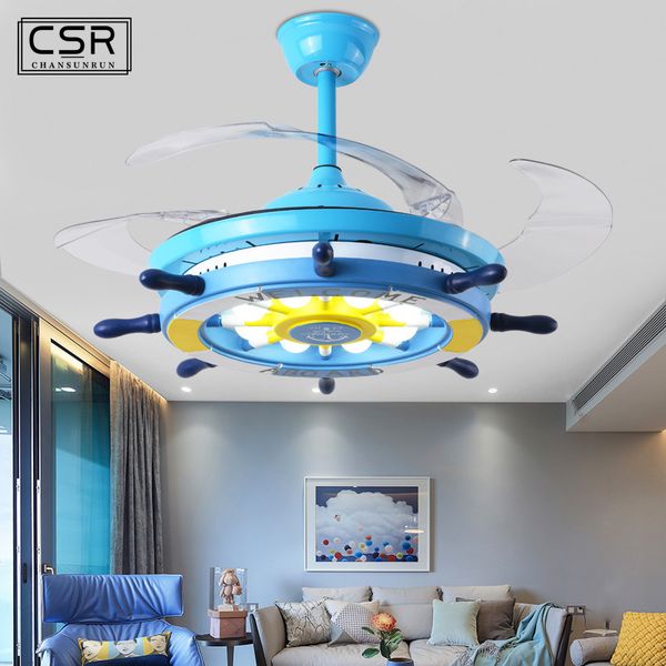 

electric fans mediterranean fan light cartoon children's room boy bedroom girl princess creative rudder ceiling lamp dc85-265v
