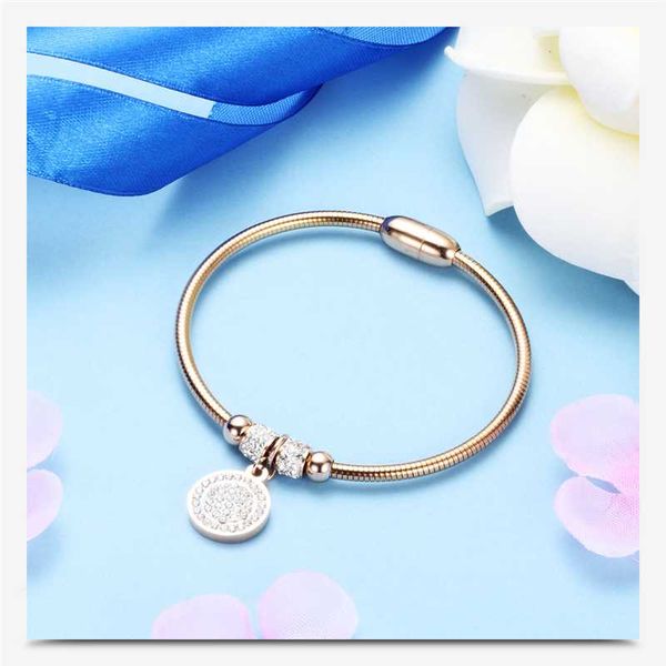 

ro e gold/ tainle teel nake chain bangle for women cz zircon cry tal fa hion wedding jewelry 4, Black